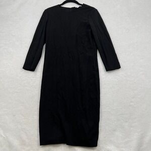 NWT - VINCE. Women's Solid Black Long-sleeves Crewneck Sheath Dress Size S